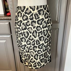Diane Von Furstenberg Pencil Skirt with Leopard Print Front & Solid Black Back